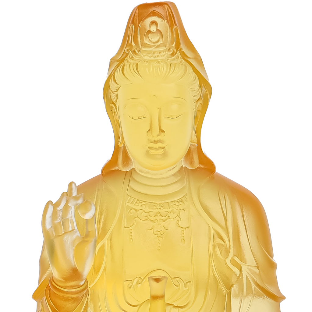 Tượng Phật Bà Quan Âm từ bi, giác ngộ, che chở chúng sinh khỏi tai ách, mọi việc thuận lợi, gia đạo bình an