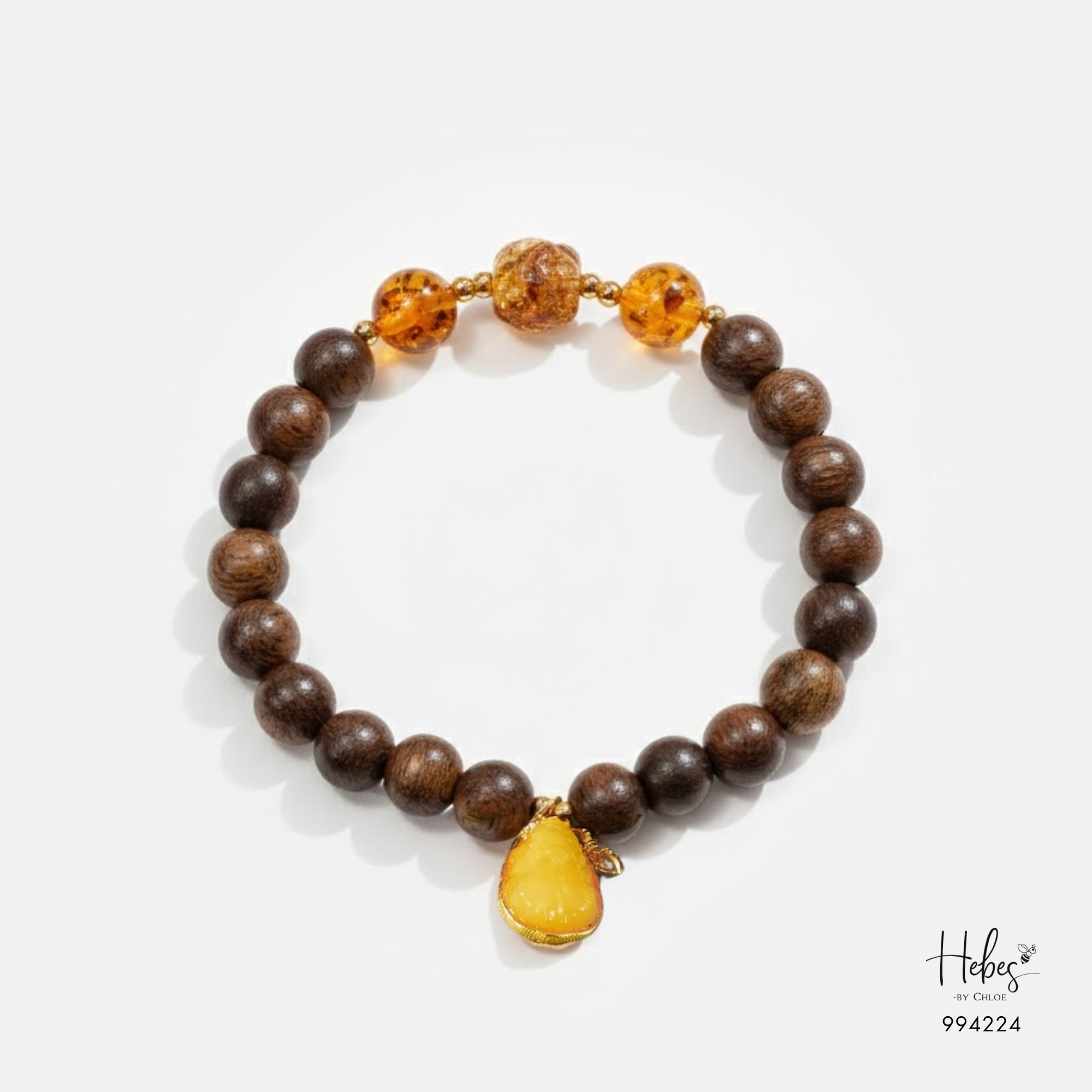Vietnamese Agarwood Amber with Pixiu Charm Bracelet (8mm) 994224